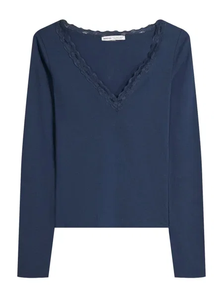 Bershka Tričko tmavě modrá