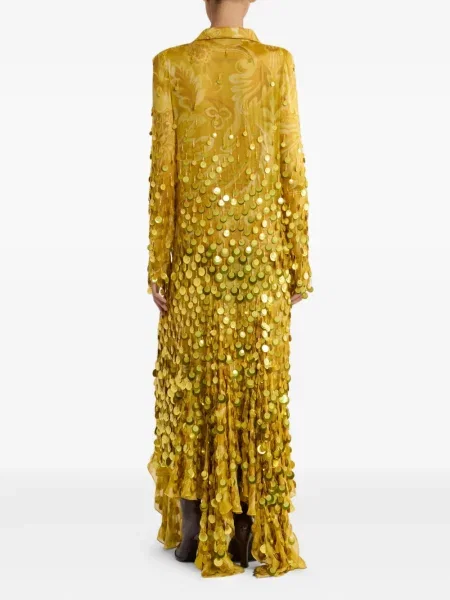 Rochie Etro cu paiete de mătase de costum galben