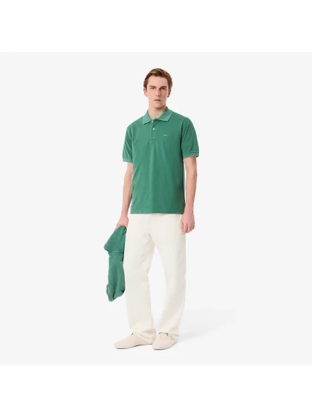 Lacoste Koszulka Polo Classic Fit Z Efektem Sprania zielony