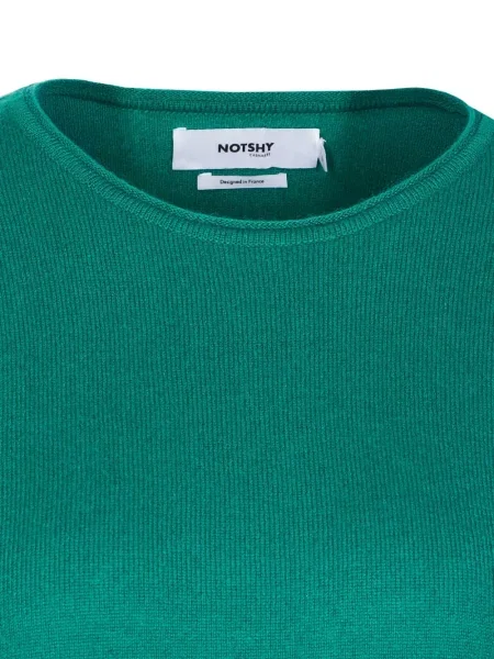 Pulover Not Shy din cașmir cu decolteu rotund verde