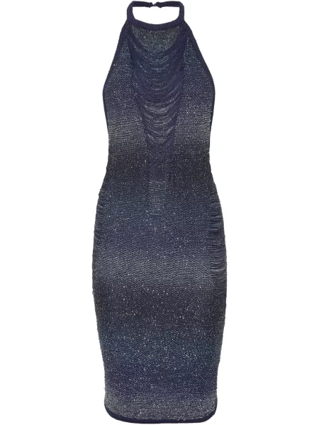 Rochie mini Philipp Plein cu paiete de costum albastru