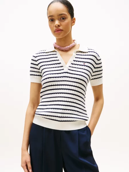 Tommy Hilfiger pletena polo majica bela