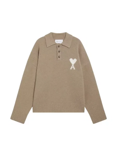 Sweter Ami Paris wełniany beżowy