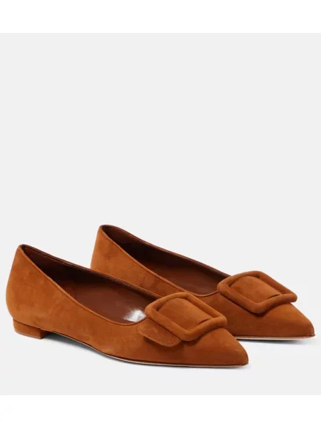 Balerinke Manolo Blahnik iz semiša rjava