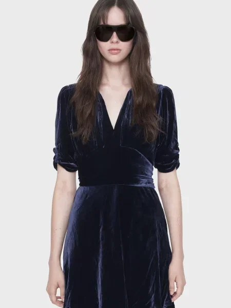 Велюрова сукня Allsaints синя