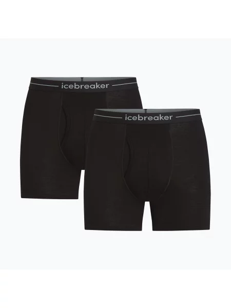 Boxeri termoactivi pentru bărbați Icebreaker Merino Anatomica Boxers wFly 2 Pack black negru