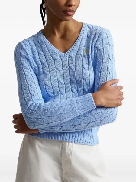 Svetr Polo Ralph Lauren s výstřihem do v modrý