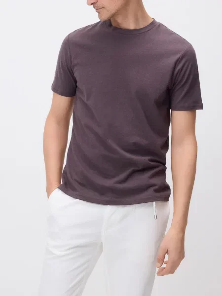 Reserved Футболка regular fit з льоном коричневий