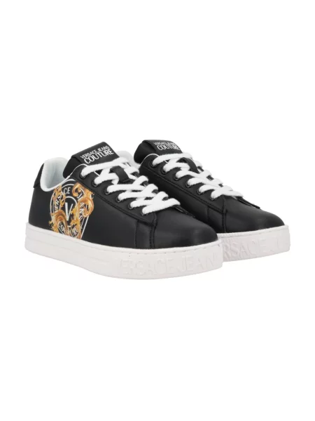 Sneakersy Versace Jeans Couture skórzane z nadrukiem czarne