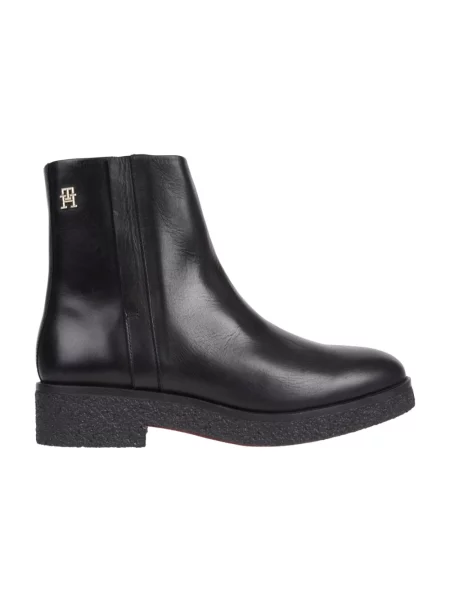 Botki Tommy Hilfiger skórzane czarne