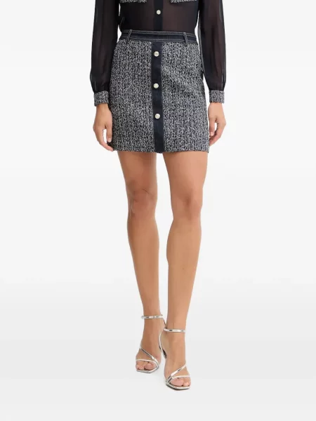 Fustă din denim Morgan din tweed albastru