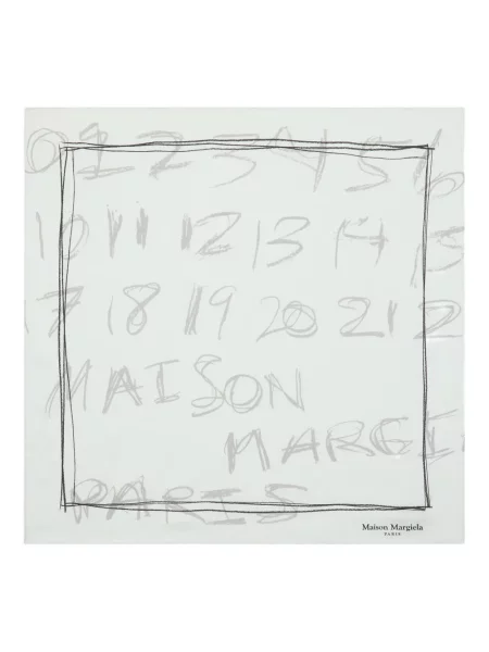 Fular Maison Margiela de mătase cu imagine alb