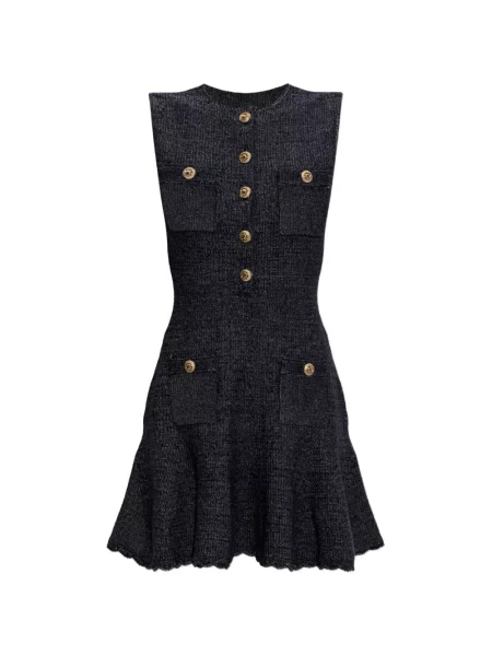 Rochie mini Self-portrait fără mâneci tricotate albastru