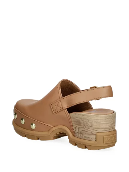 Papuci tip mules Sorel cu tepi slingback maro
