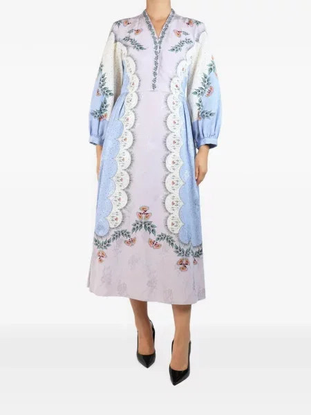 Rochie maxi Vilshenko cu model floral cu imagine violet