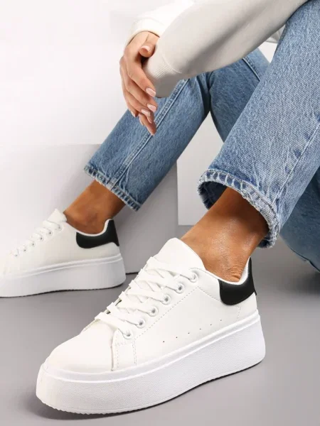 Sneakerși Alb-Negru cu Talpă Groasă Yarna alb