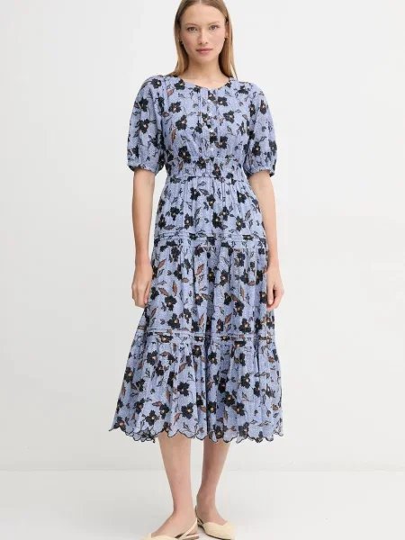 Pepe Jeans rochie din EVA midi evazati albastru