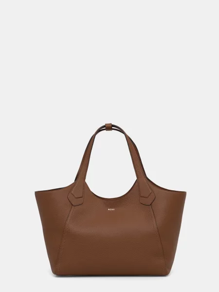 BOSS klasična usnjena torbica Lenah New Tote rjava