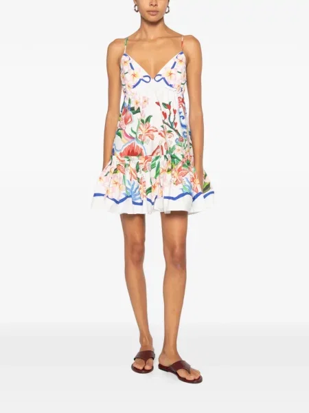 Rochie mini Farm Rio cu model floral cu imagine alb