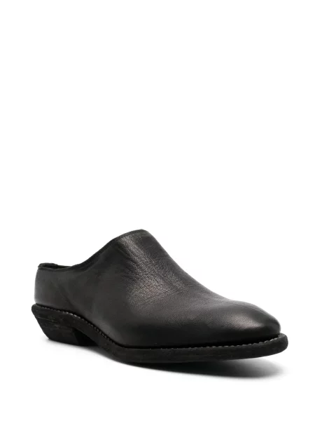 Papuci tip mules Guidi din piele slip-on negru