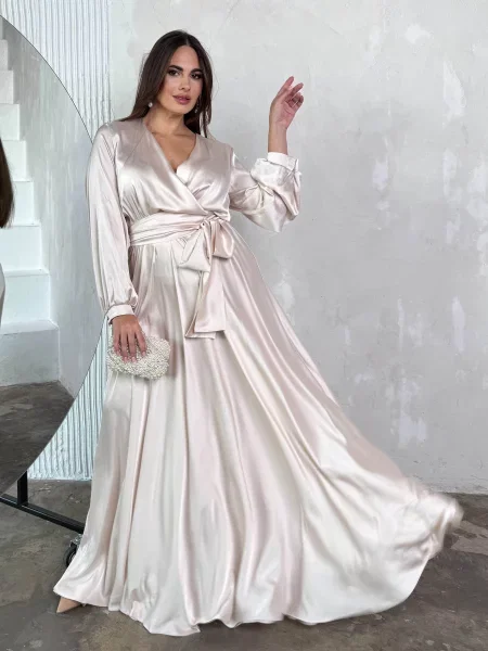 Макси платье Jadone Fashion бежевое