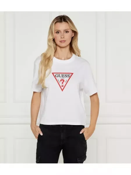 Guess Jeans Tricou | Cropped Fit alb