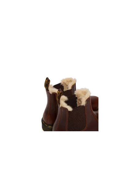 Gležnjarji Chelsea Dr. Martens Leonore Faux Fur Lined rjava