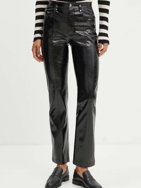 Boss Orange pantaloni femei drept high waist negru