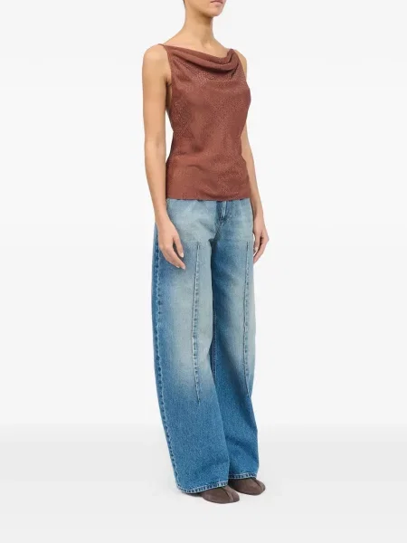 Top Mm6 Maison Margiela din jacard maro