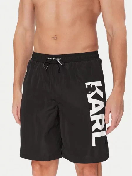KARL LAGERFELD Plavecké šortky Černá bílé