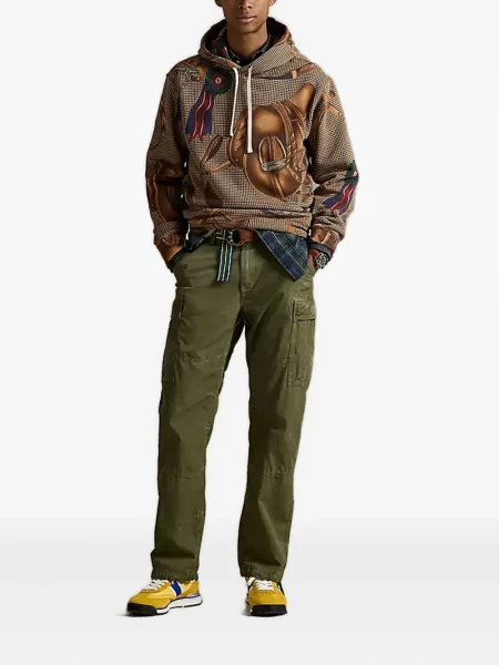 Polo Polo Ralph Lauren cu broderie cu imprimeu geometric din fleece maro