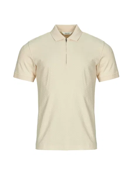 Polo majica Selected s kratkimi rokavi bež
