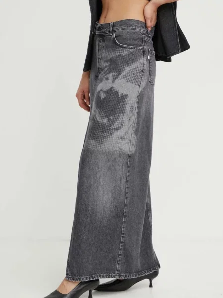 Дънкова пола K+LUSHA дълга със стандартна кройка сиво