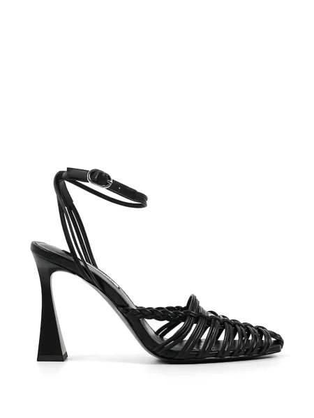 Pantofi cu toc Karl Lagerfeld țesuți cu bretele negru