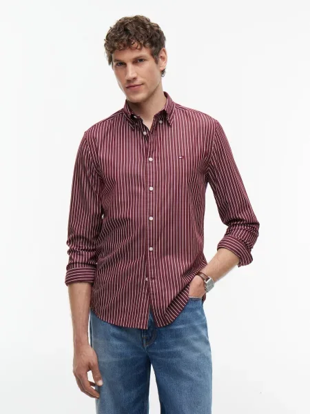 TOMMY HILFIGER Košeľa FLEX karmínovo červená biela