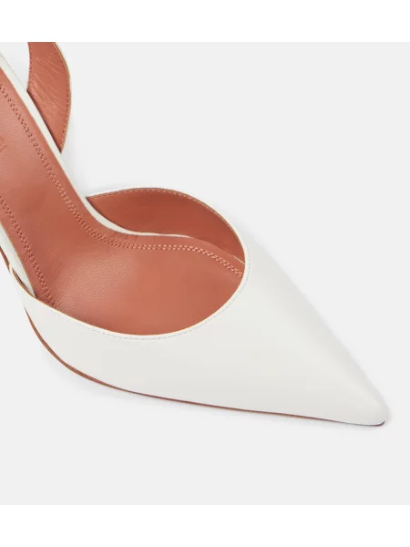 Pantofi cu toc Amina Muaddi din piele slingback alb