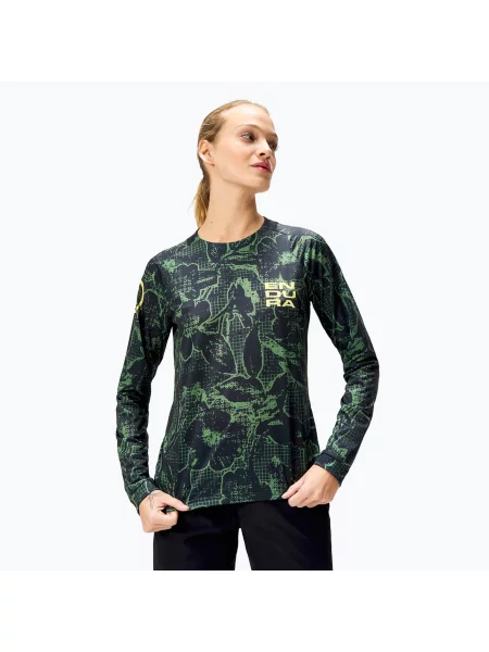 Květinové tričko s dlouhým rukávem Endura černé