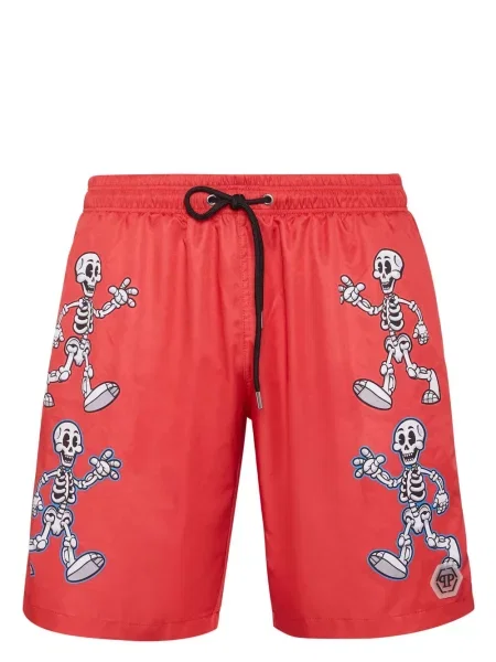 Slip de baie Philipp Plein cu imagine roșu