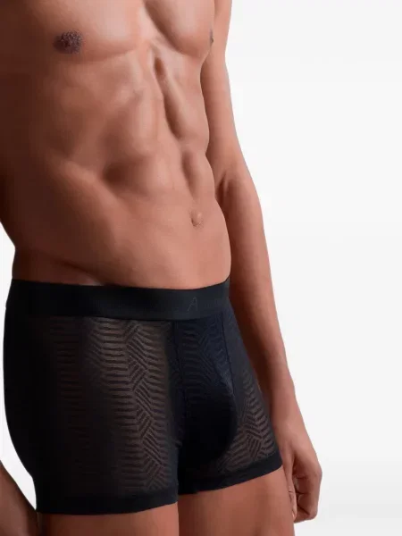 Pantaloni scurți Aubade cu imprimeu geometric plasă negru