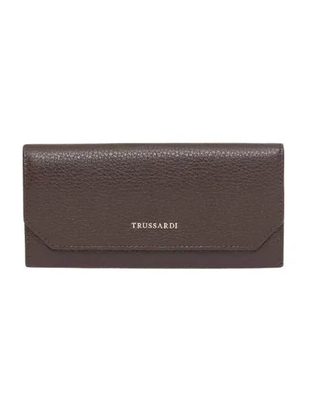 Portfel Trussardi z logo brązowy