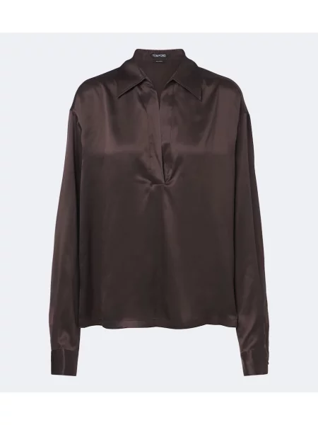 Bluză Tom Ford din satin maro