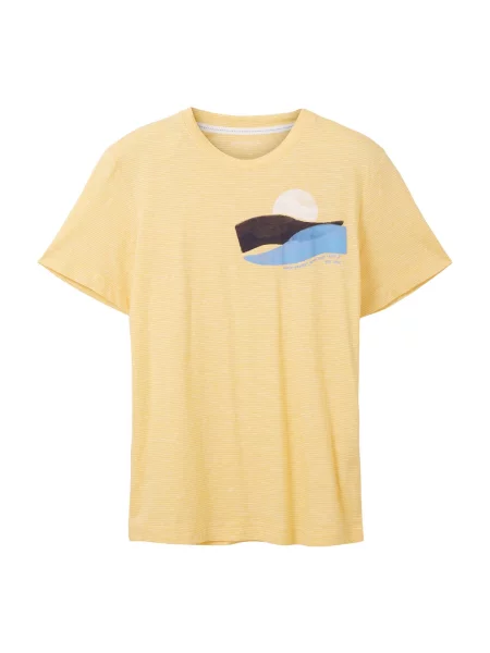 TOM TAILOR Tricou albastru deschis / portocaliu deschis / negru / alb murdar