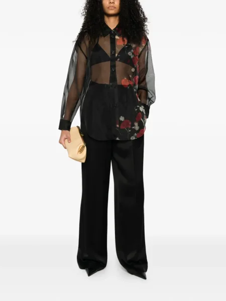 Cămașă Khaite cu model floral transparente negru