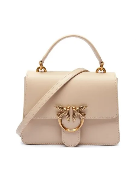 Pinko De piele geantă poștaș Love One bej