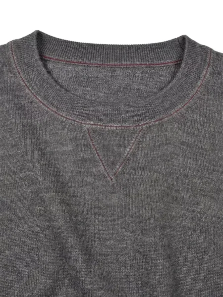 Pulover Brunello Cucinelli cu decolteu rotund gri