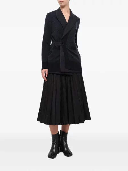 Плетена жилетка Sacai с десен рибена кост синьо