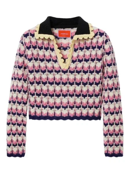 Pulover La Doublej cu imprimeu geometric roz