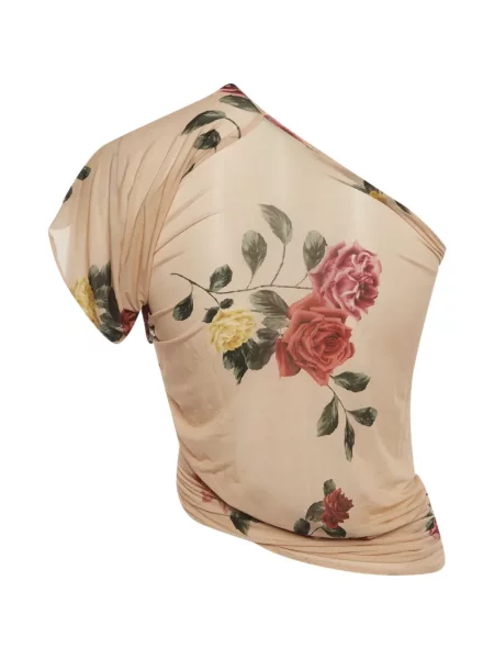 Top Magda Butrym cu model floral cu imagine cu un umăr gol