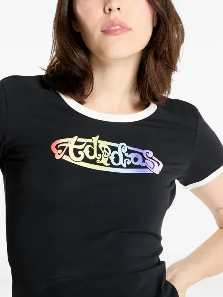 Футбол тениска с дълъг ръкав Adidas на райета мъниста бяло