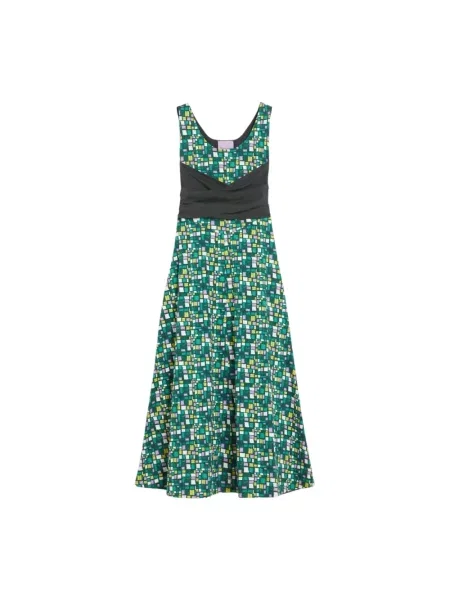 Weekend Max Mara sukienka midi rozkloszowana zielony